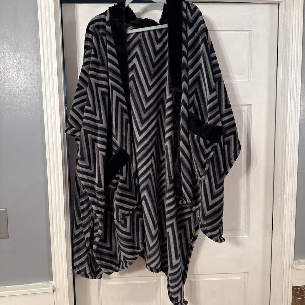 Charter Club Women's Medium Cloud Chevron Pointelle Cardigan Open Front One Size